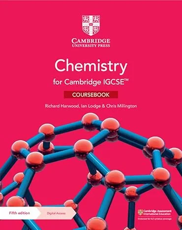 Coperta cărții "Cambridge IGCSE™ Chemistry Coursebook with Digital Access (2 Years) (Cambridge International IGCSE) 5th Edition" de Richard Harwood, Ian Lodge, Chris Millington