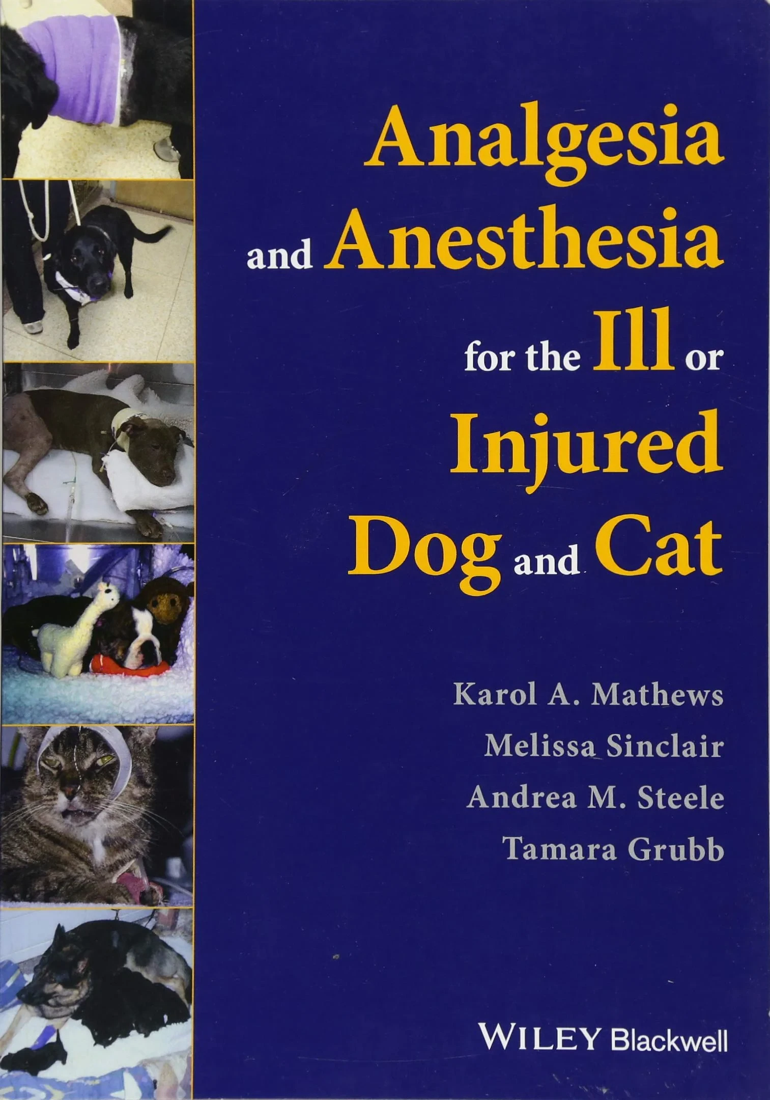 Coperta cărții "Analgesia and Anesthesia for the Ill or Injured Dog and Cat" de Andrea M. Steele, Karol A. Mathews, Melissa Sinclair, Tamara Grubb