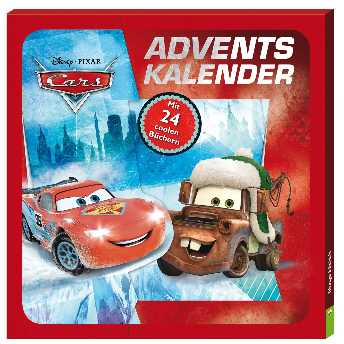 Coperta cărții "Cars - Mein Adventskalender: Mit 24 Büchlein" de Schwager&amp;Steinlein