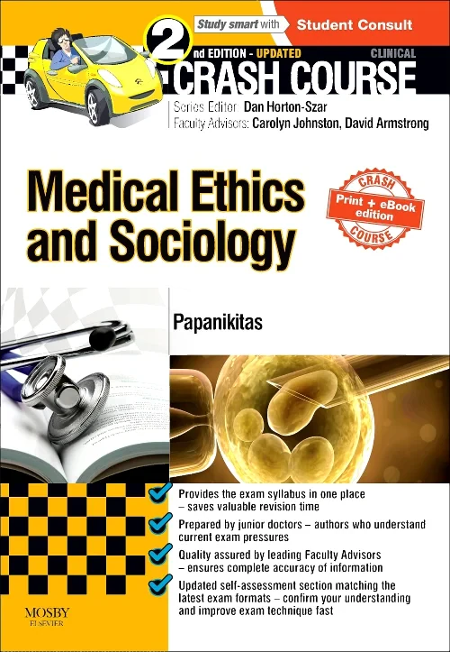 Coperta cărții "Crash Course Medical Ethics and Sociology Updated Print + eBook edition" de autor necunoscut