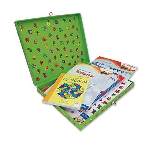 Coperta cărții "Meine Lernspielbox zum Schulanfang: Lesen, Schreiben, Rechnen, Malen mit dem B?cherb?r" de autor necunoscut