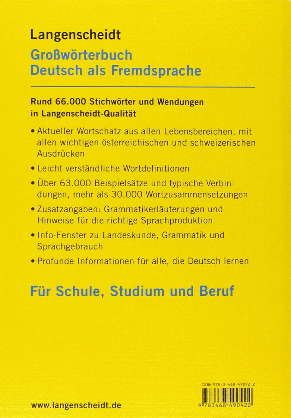 Coperta cărții "Langenscheidt Gro?worterbuch Deutsch als Fremdsprache" de autor necunoscut