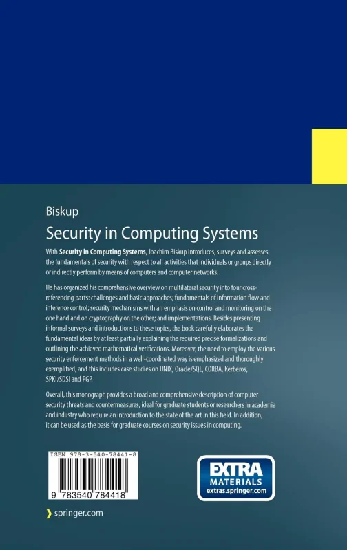 Coperta cărții "Security in Computing Systems: Challenges, Approaches and Solutions" de autor necunoscut