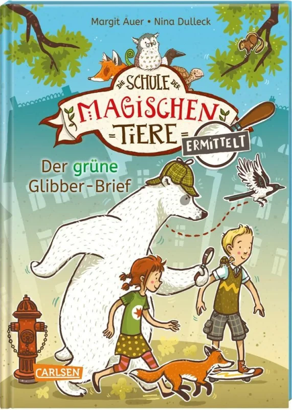 Coperta cărții "Die Schule der magischen Tiere ermittelt: Der grune Glibber-Brief" de autor necunoscut